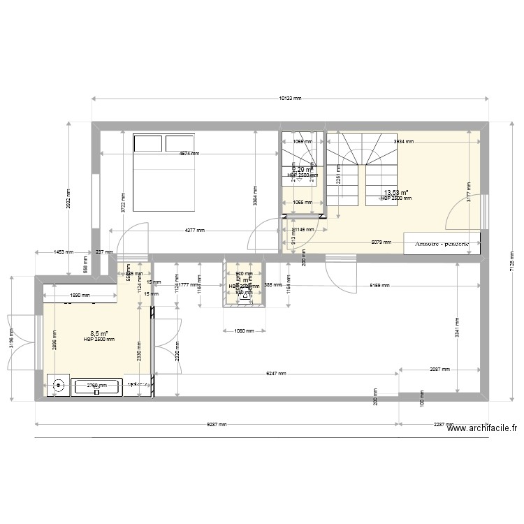 RDC plan agrandissement Seb V12. Plan de 4 pièces et 25 m2