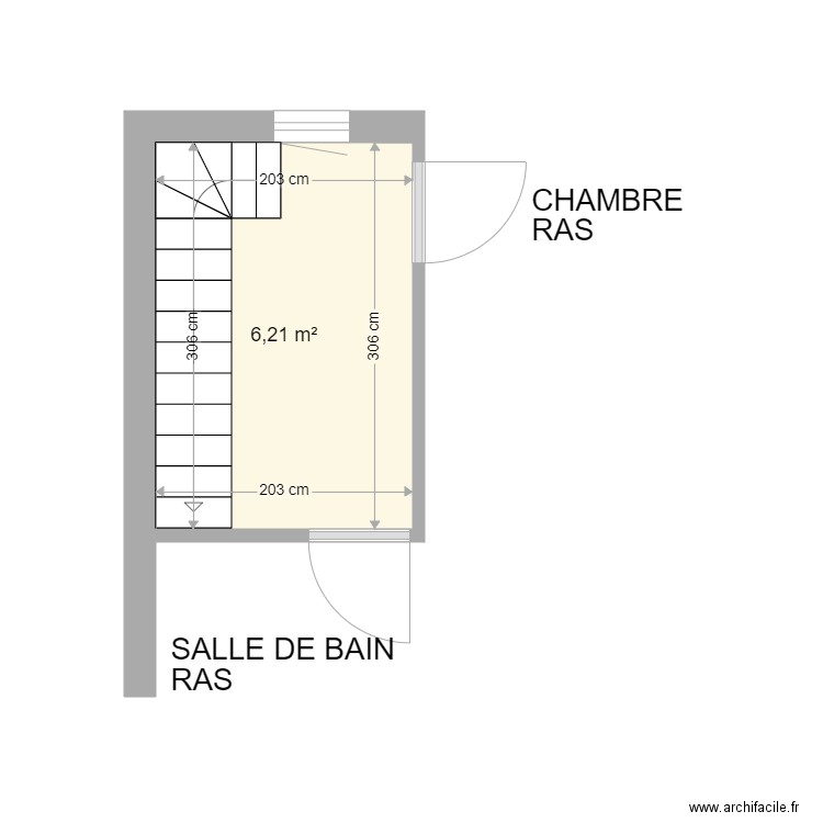 plan Rahal Laichi 1 ER ETAGE. Plan de 1 pièce et 6 m2