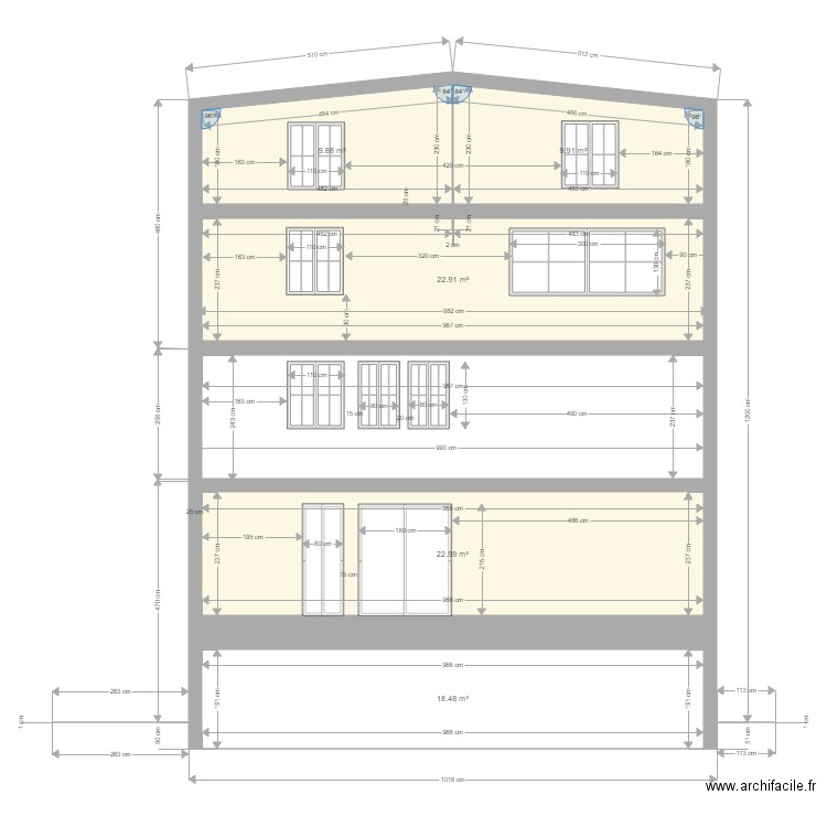 facade nord V8 cotations. Plan de 0 pièce et 0 m2