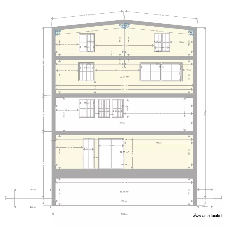 facade nord V8 cotations. Plan de 