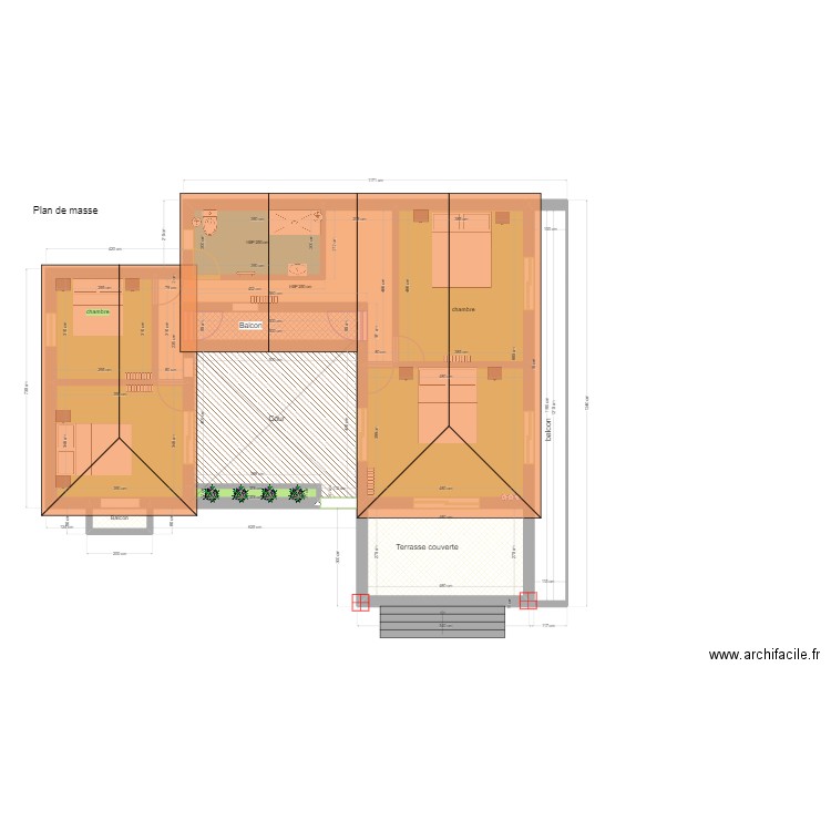 Plan de masse01. Plan de 10 pièces et 121 m2