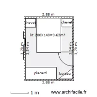 chambre 9,63m&sup2;