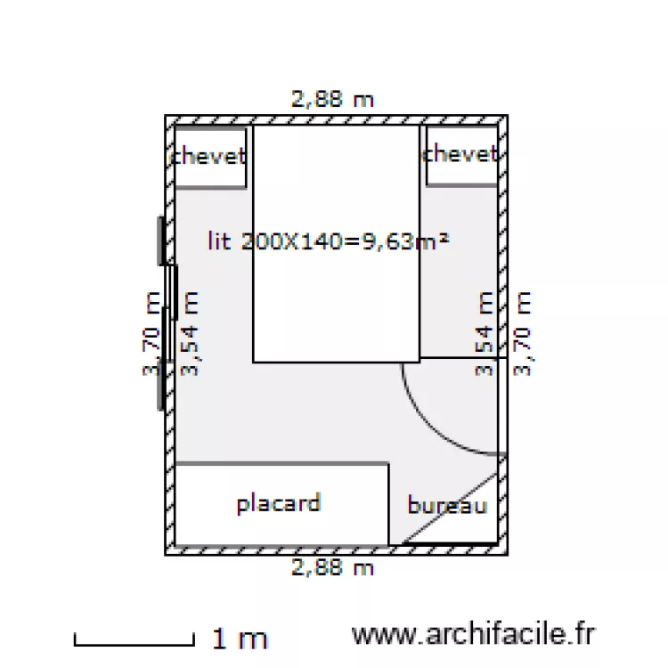 chambre 9,63m². Plan de chambre 9,63m². Plan de