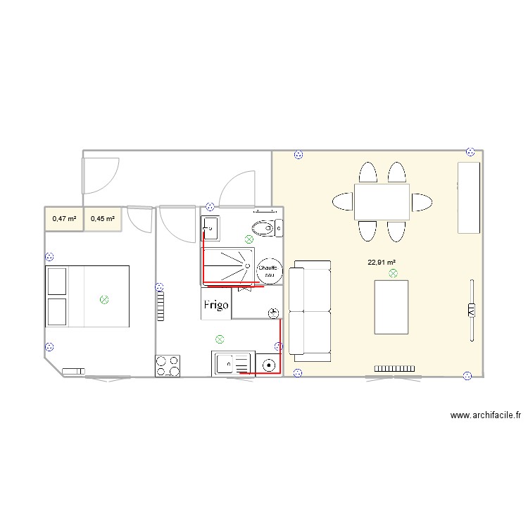 nouvel appartement. Plan de 3 pièces et 24 m2