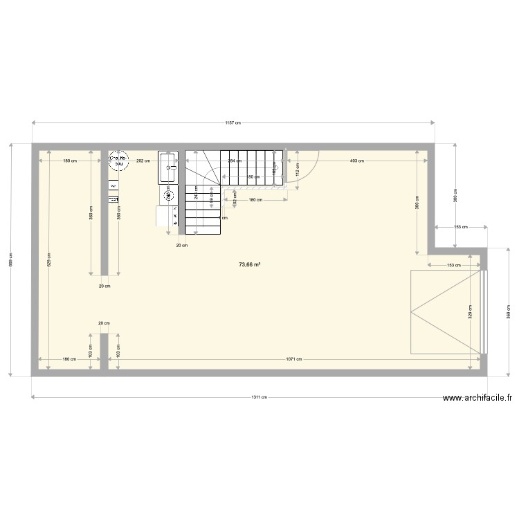 GARAGE ROC option2. Plan de 1 pièce et 74 m2