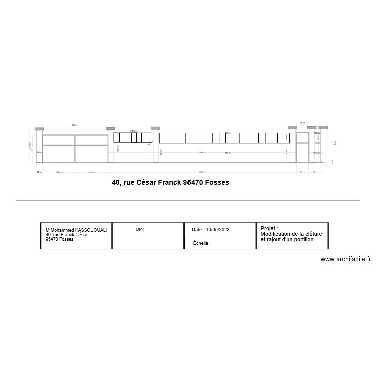 Modification de la clôture existant. Plan de 6 pièces et 8 m2