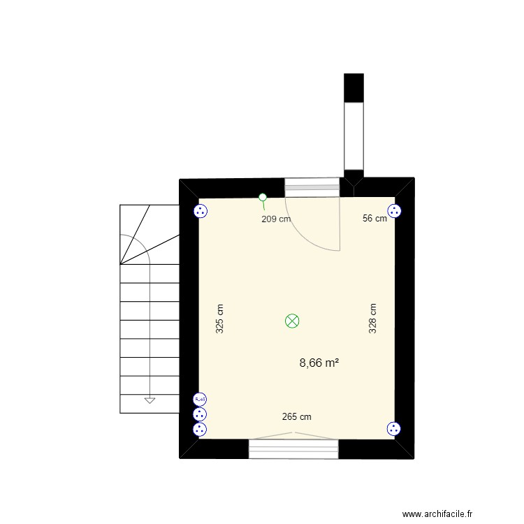 Ancienne cuisine. Plan de 1 pièce et 9 m2