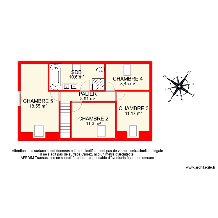 BI 8707 ETAGE . Plan de 7 pièces et 67 m2