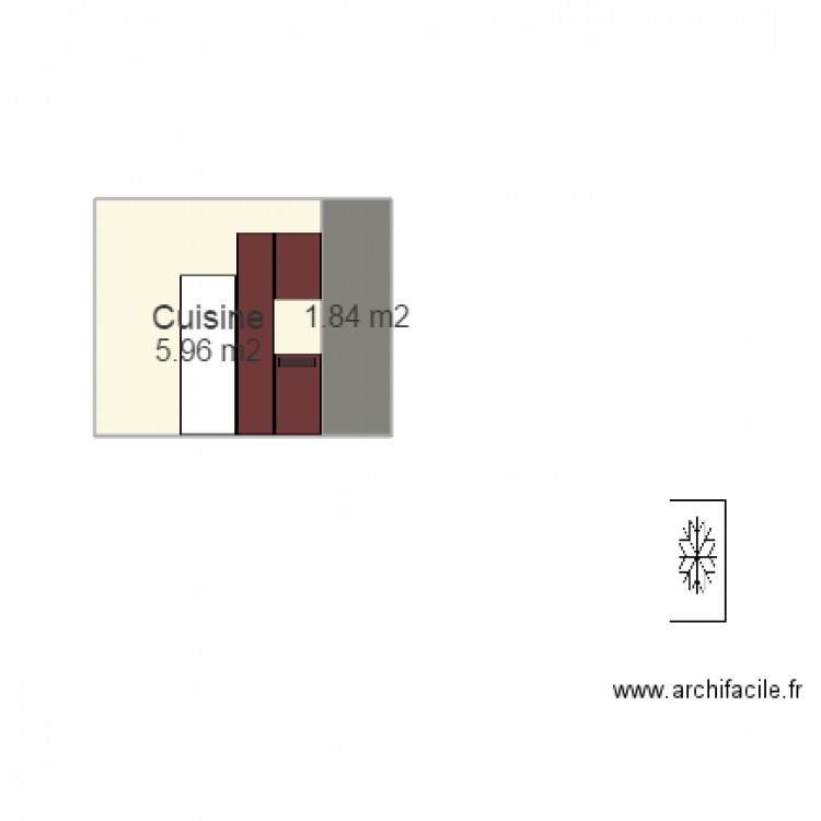 Cuisine retour. Plan de 0 pièce et 0 m2