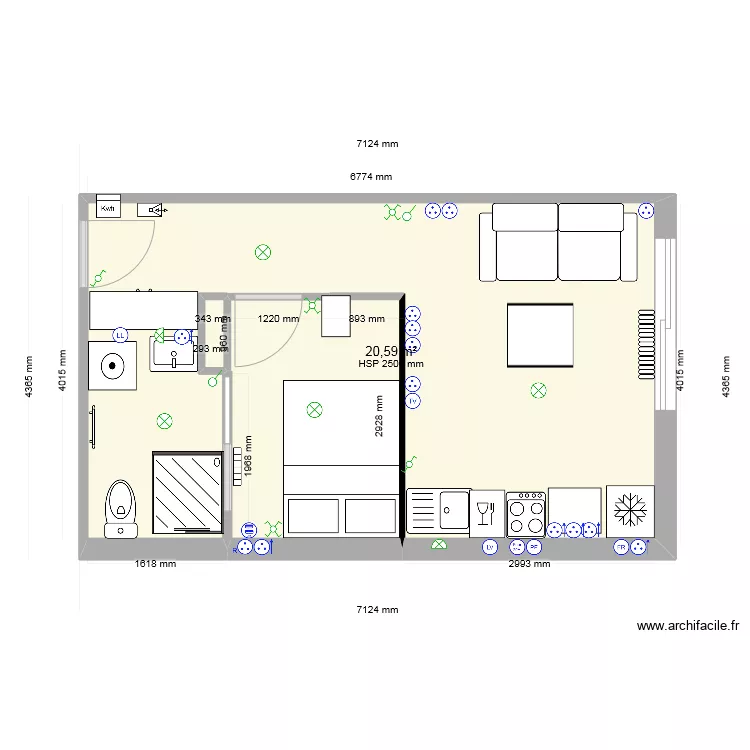 25 Parmentier &eacute;lec. Plan de 