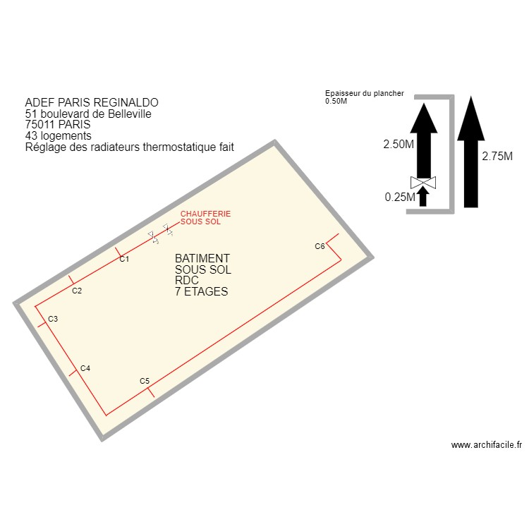 ADEF PARIS 11EM. Plan de 1 pièce et 187 m2