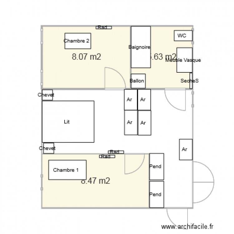 Plan Travaux Algéco 3ème chambre. Plan de 0 pièce et 0 m2