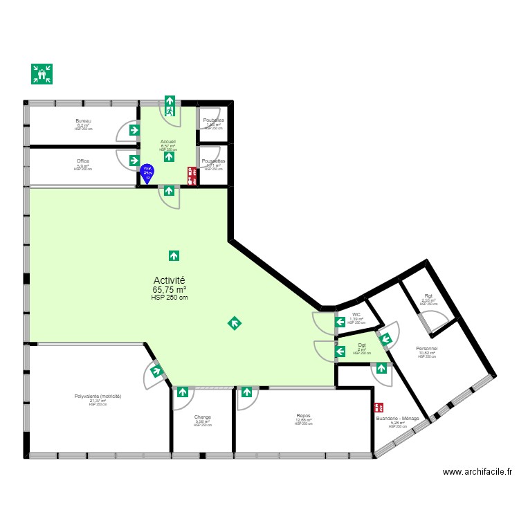 Vanves Projet EVAC. Plan de 14 pièces et 149 m2