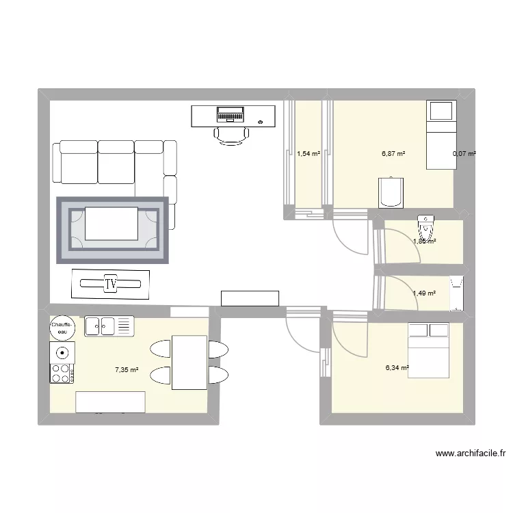 mon appartement. Plan de 7 pièces et 26 m²