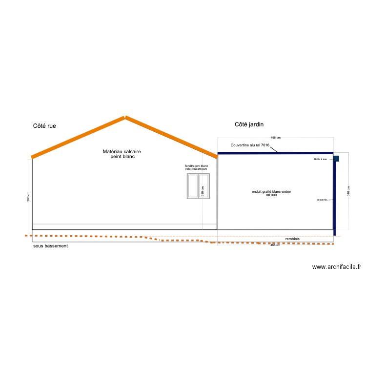 facade est final finale. Plan de 1 pièce et 14 m2