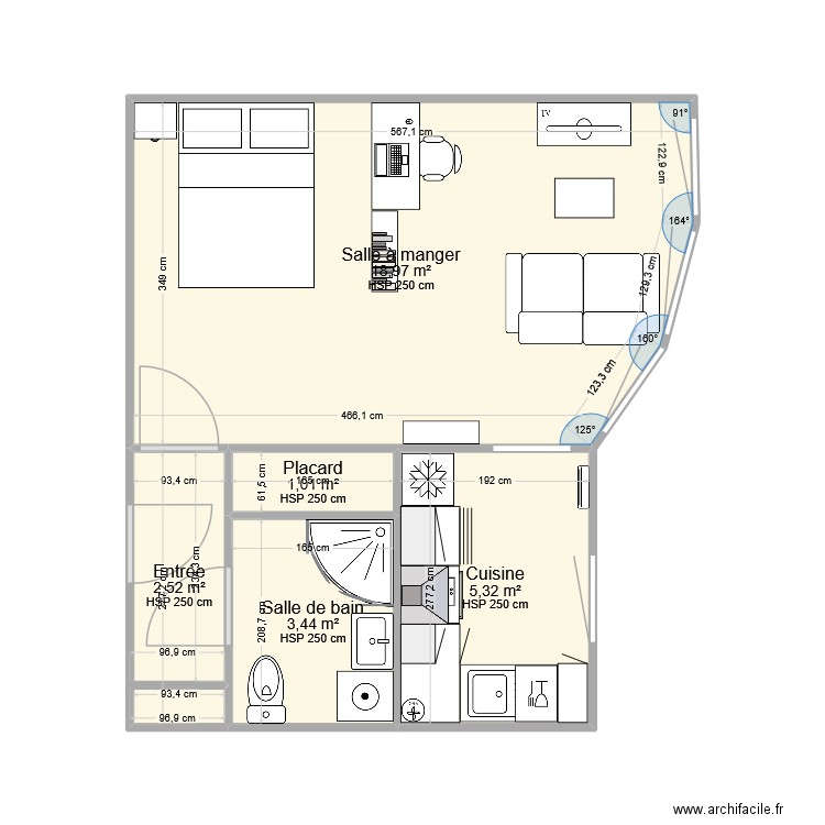 MATHILDE PAILLES. Plan de 5 pièces et 31 m2