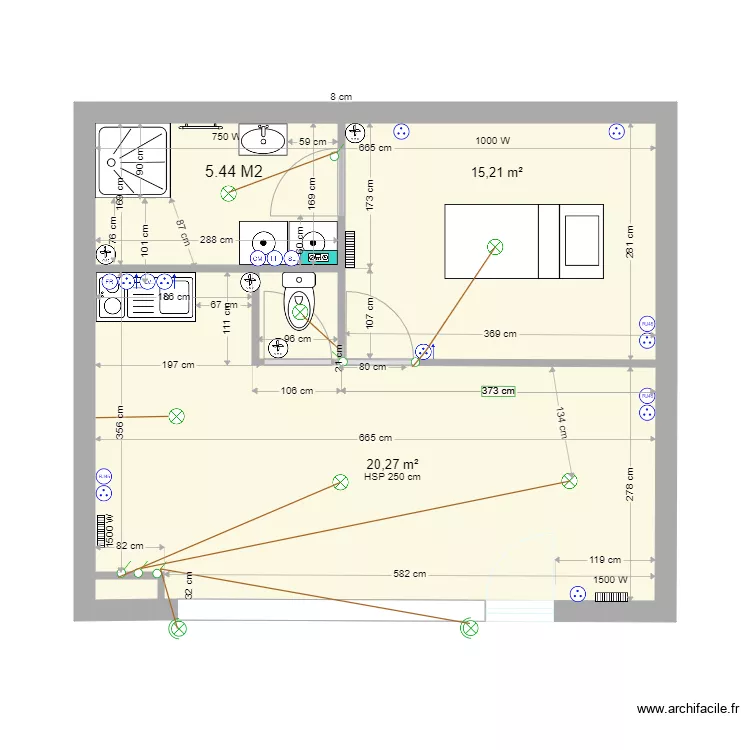 magasin 7 avec cuisine. Plan de 