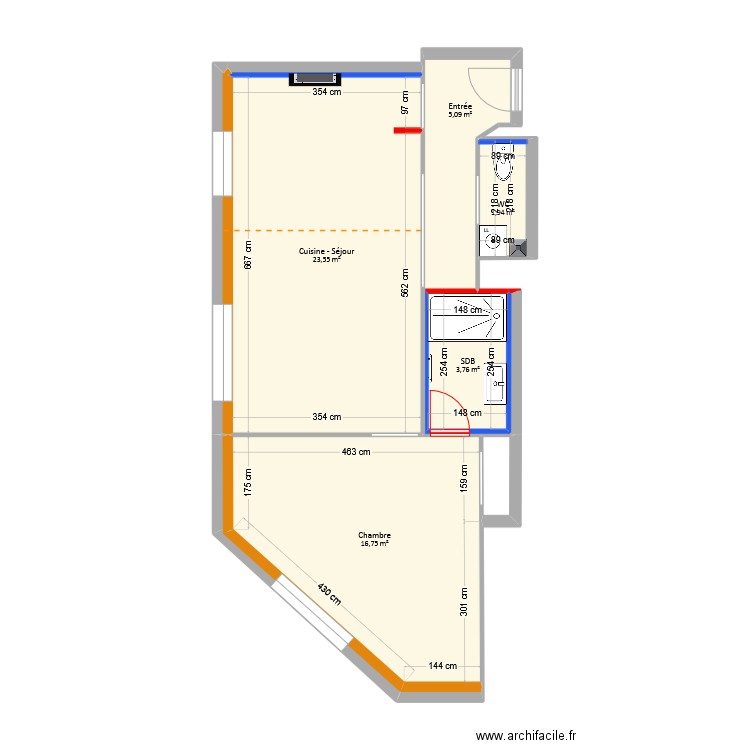 Ledoux - Projet. Plan de 9 pièces et 52 m2