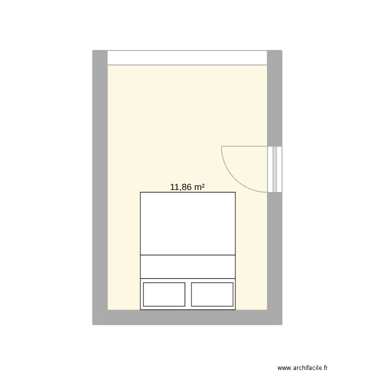 petite chambre. Plan de 1 pièce et 12 m2