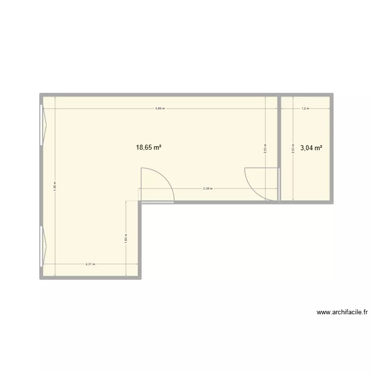 mons appart Aaron. Plan de 2 et 22 m² mons appart Aaron. Plan de 2 et 22 m²