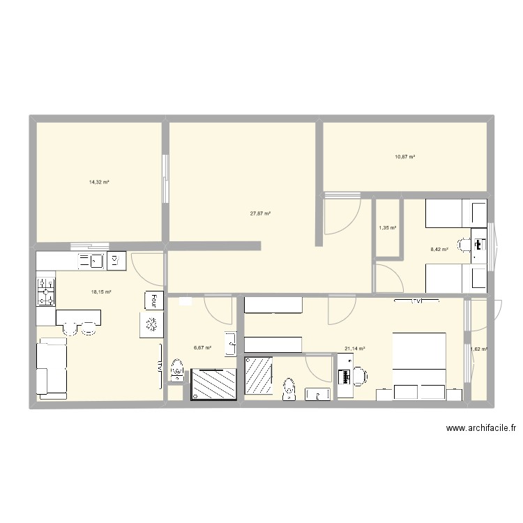 Plan maison 2. Plan de 9 pièces et 110 m2