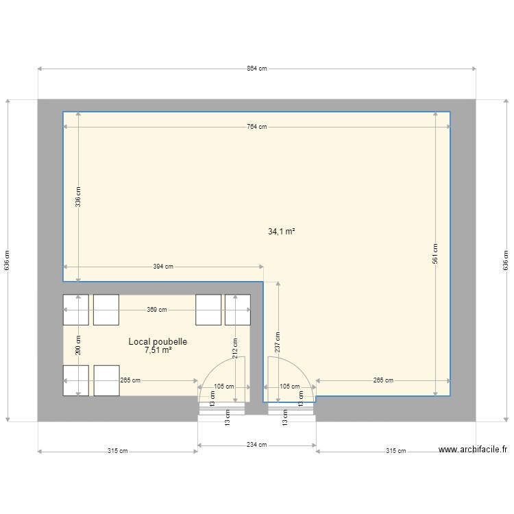 ventre local poubelle sans logement. Plan de 0 pièce et 0 m2