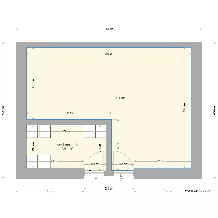 ventre local poubelle sans logement. Plan de ventre local poubelle sans logement. Plan de