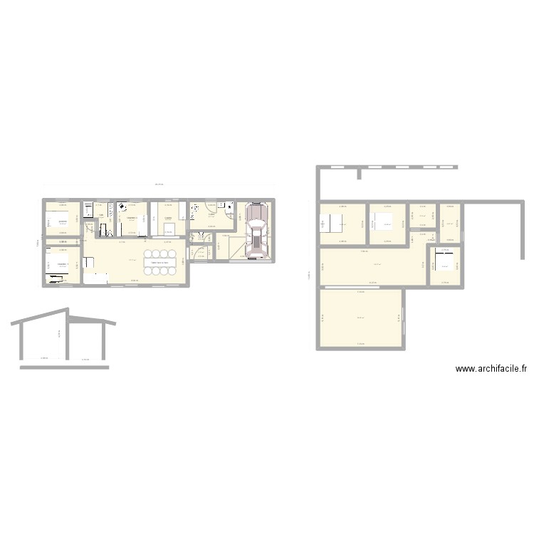 gueules DB. Plan de 17 pièces et 237 m2