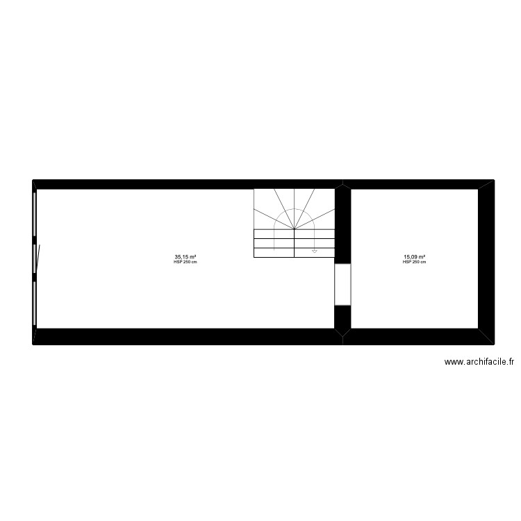 SABAI ETAGE 0 EXISTANT. Plan de 2 pièces et 50 m2