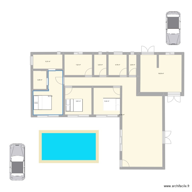 Plan 02 ES. Plan de 11 pièces et 141 m2