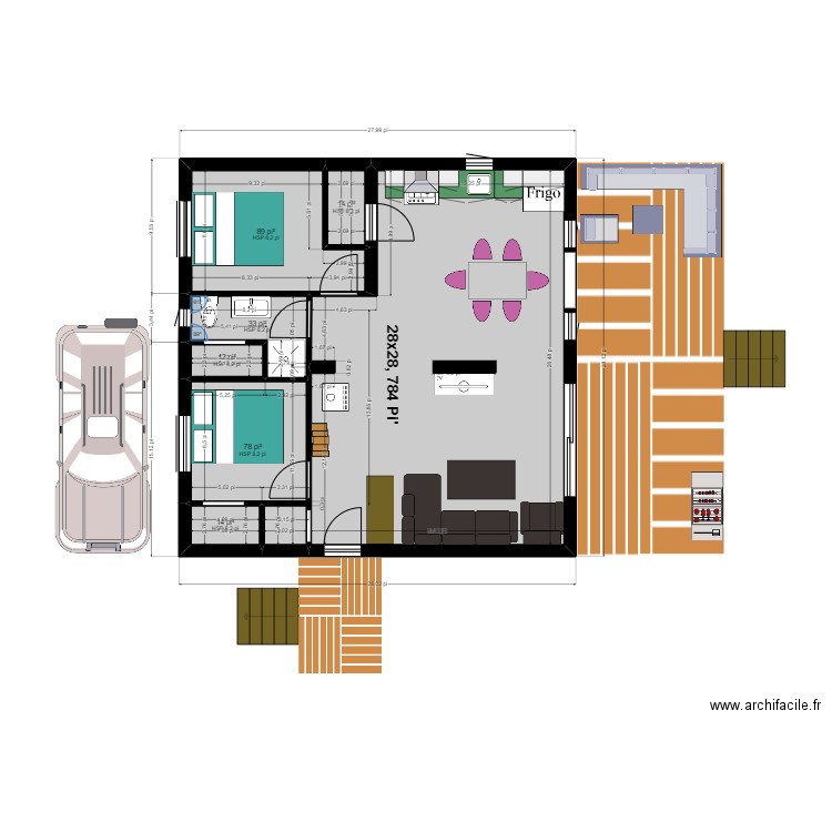 chalet 11. Plan de 7 pièces et 62 m2