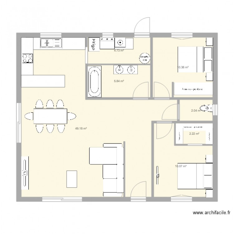 80m2. Plan de 0 pièce et 0 m2