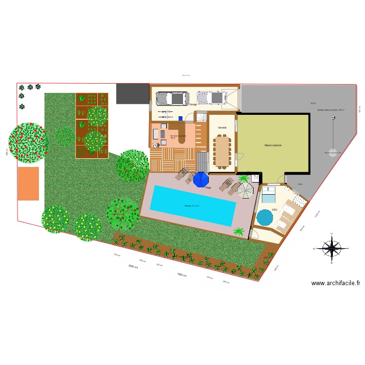 Projet Extension V2. Plan de 11 pièces et 357 m2