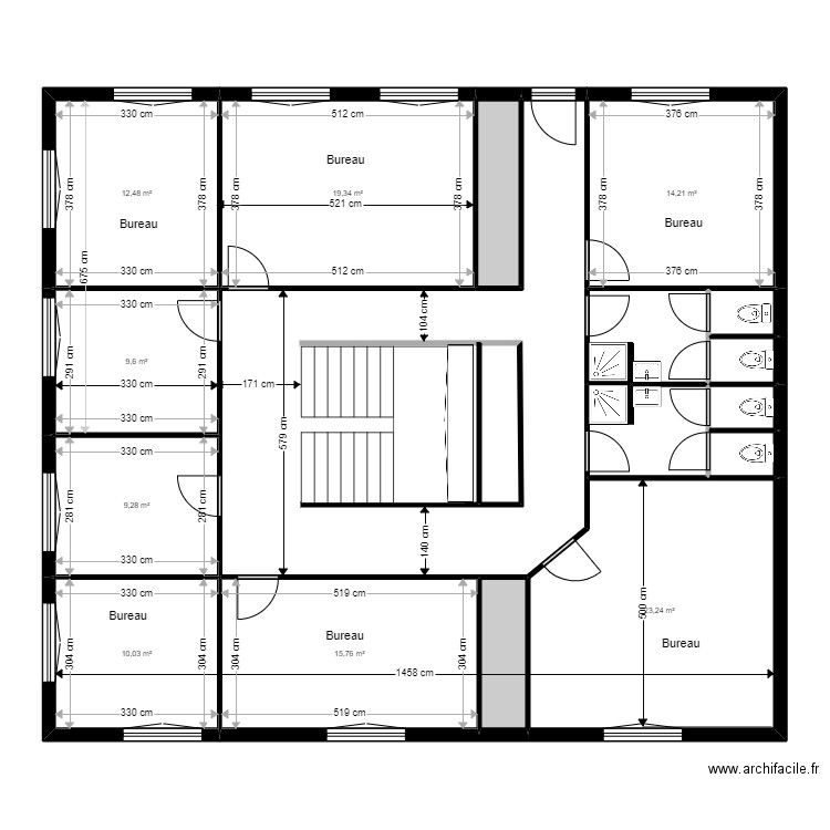 Graines Arc en Sièle - Etage avant travaux. Plan de 17 pièces et 180 m2