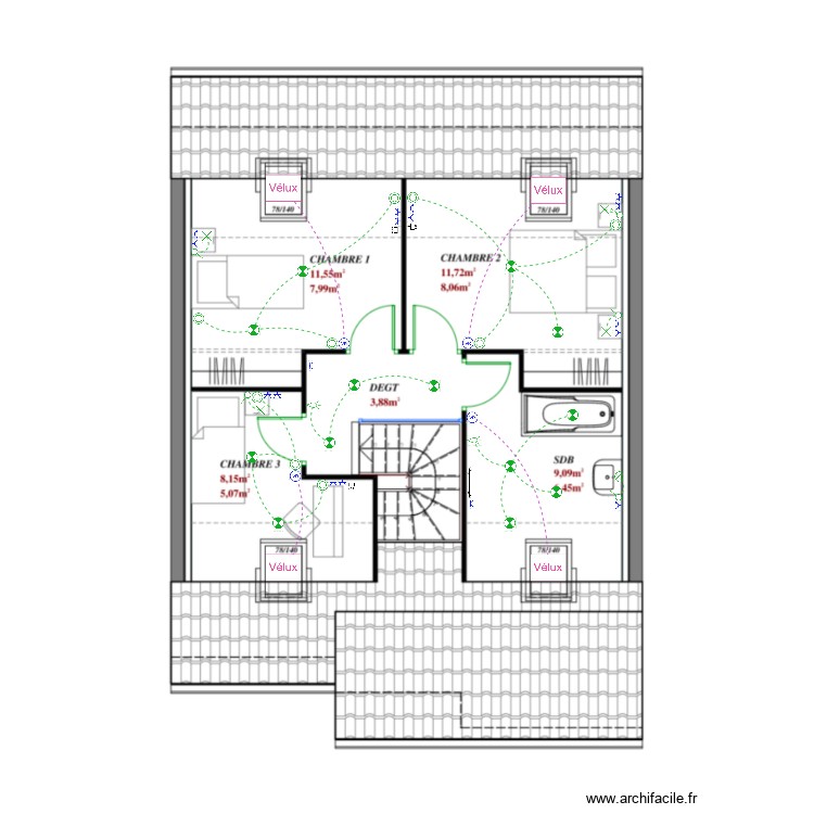 TP Tubage - 1er &eacute;tage. Plan de 0 pièce et 0 m2