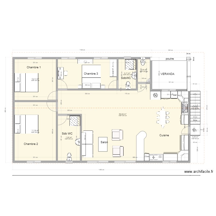 DOMINIQUE RDC/ETAGE. Plan de 15 pièces et 207 m2