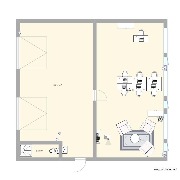 BUREAU atelier. Plan de 3 pièces et 103 m2