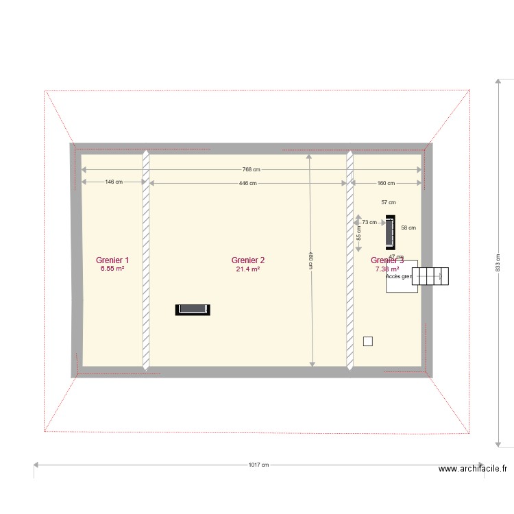 Grenier. Plan de 0 pièce et 0 m2