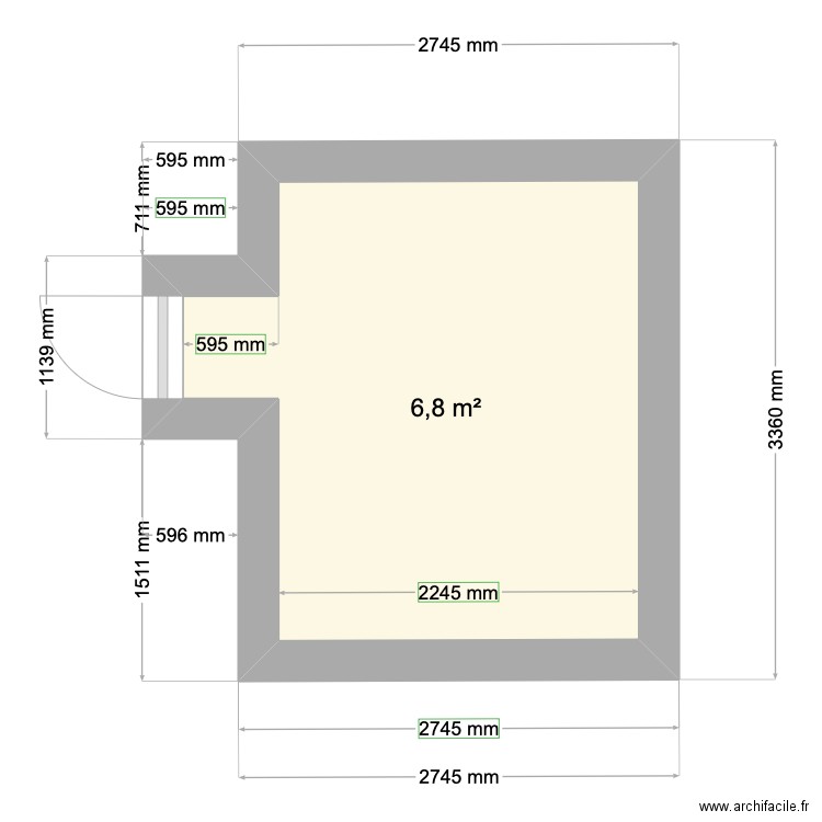 SMARTPAIE - BLOC WC N+2. Plan de 1 pièce et 7 m2