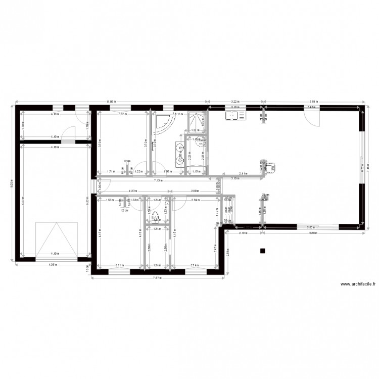 plan Nael et Laura avec cotation interieur exterieur. Plan de 0 pièce et 0 m2