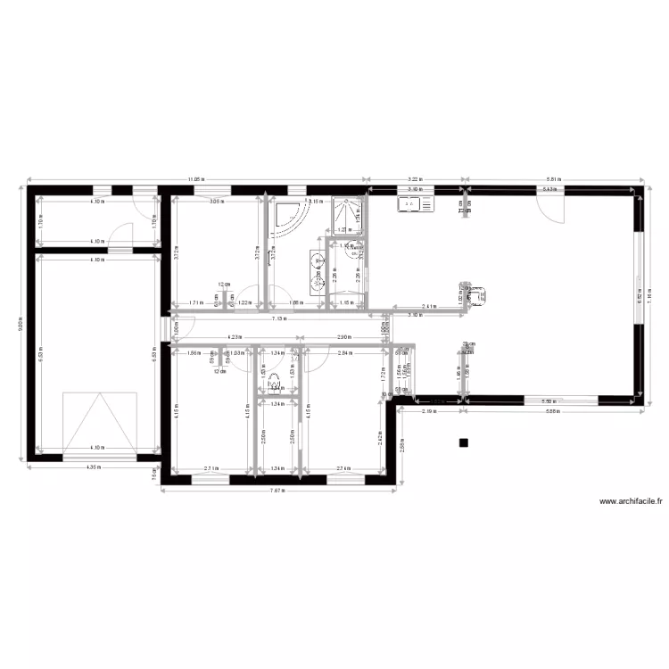 plan Nael et Laura avec cotation interieur exterieur. Plan de 