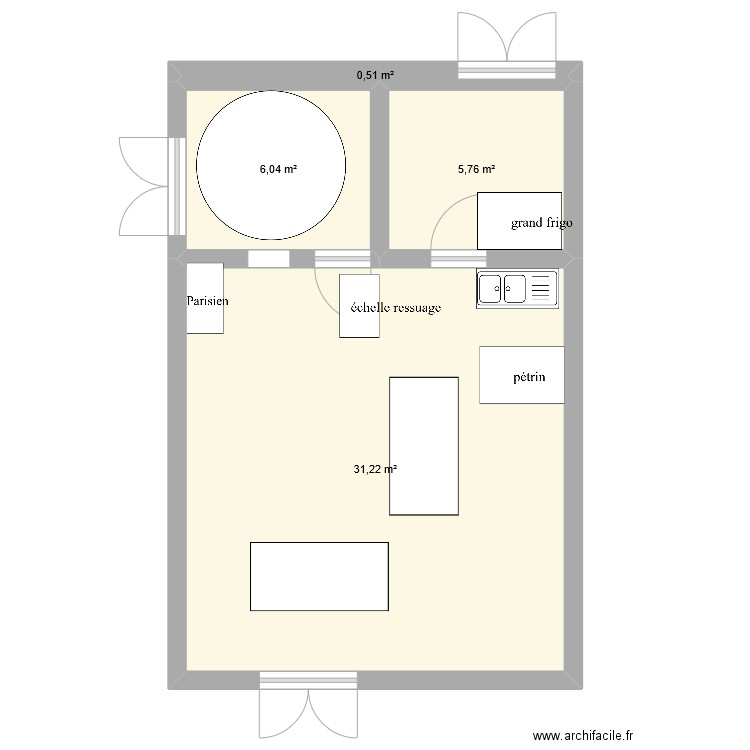 Fournil - Sauveroche. Plan de 4 pièces et 44 m2