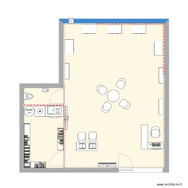 studio coiffure meuble. Plan de 2 pièces et 55 m2