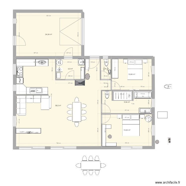 MAISON. Plan de 7 pièces et 123 m2