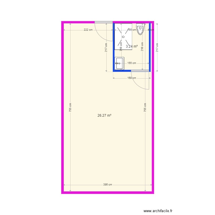 pinlon garage. Plan de 2 pièces et 30 m2