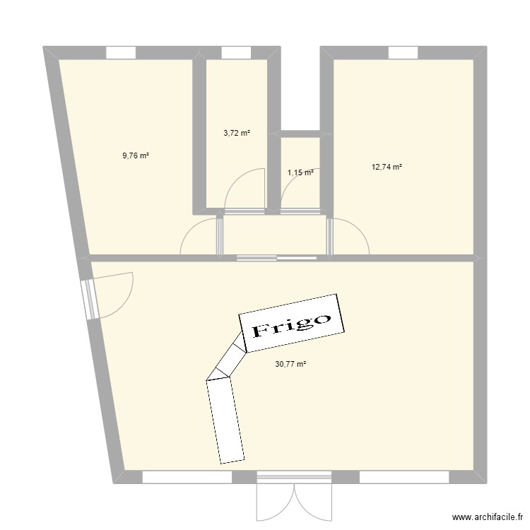 LCDG. Plan de 5 pièces et 58 m2