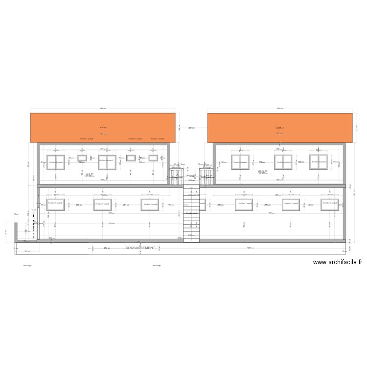 facade salle des fetes. Plan de 2 pièces et 47 m2