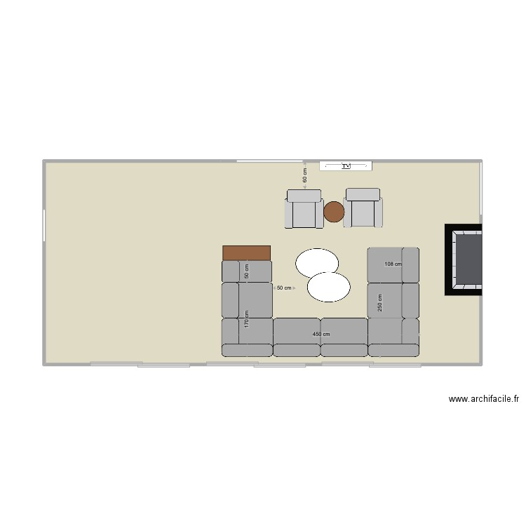 SALON PARIS10. Plan de 1 pièce et 45 m2