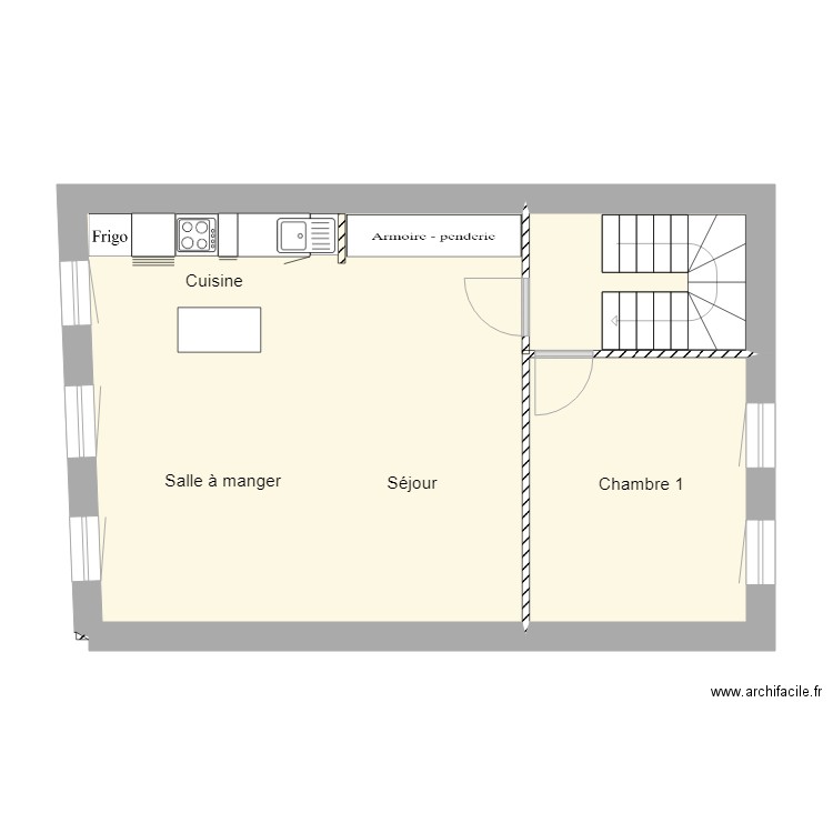 etage duplex bas L29 proposition . Plan de 2 pièces et 50 m2