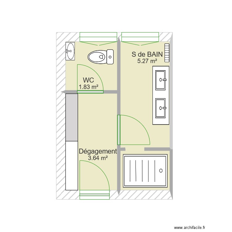 aaa 1wc 1sdb . Plan de 0 pièce et 0 m2